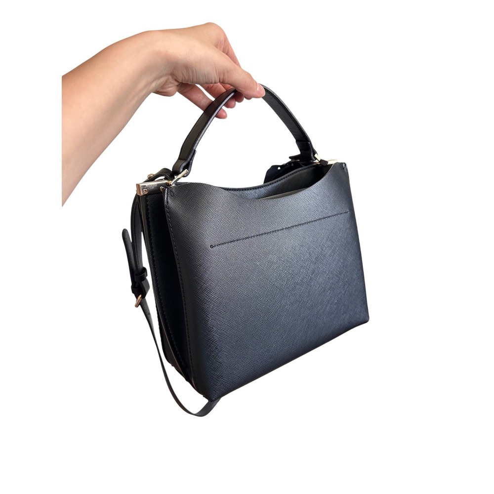 Zara Womens Black Crossbody Handbag Structured Faux Leather Shoulder Bag NWT